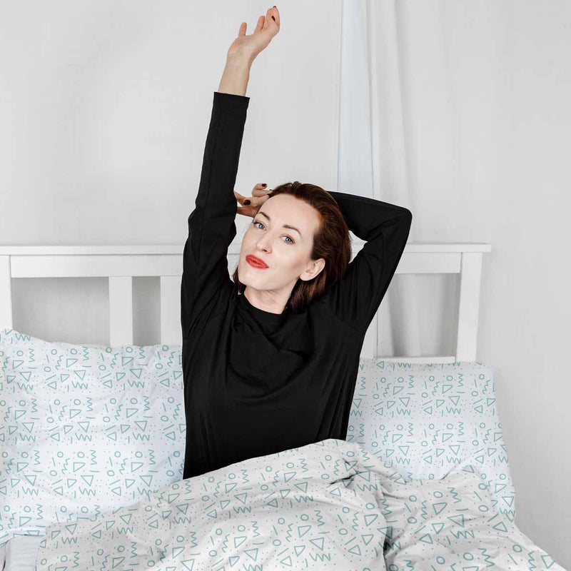 Original therapy blanket - cotton cover white with blue shapes