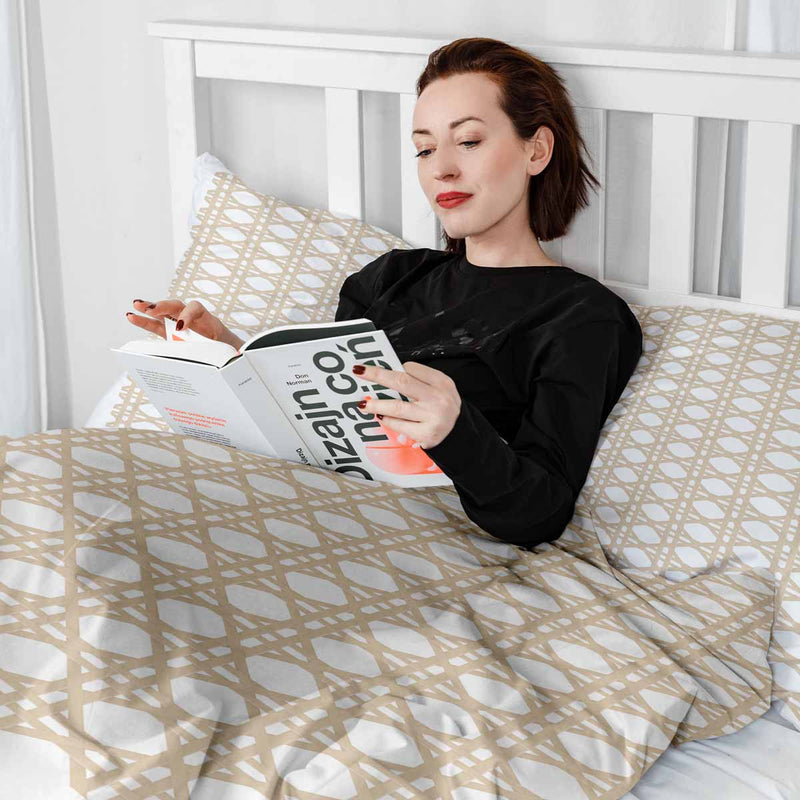 Original therapy blanket - cotton cover white with beige circles