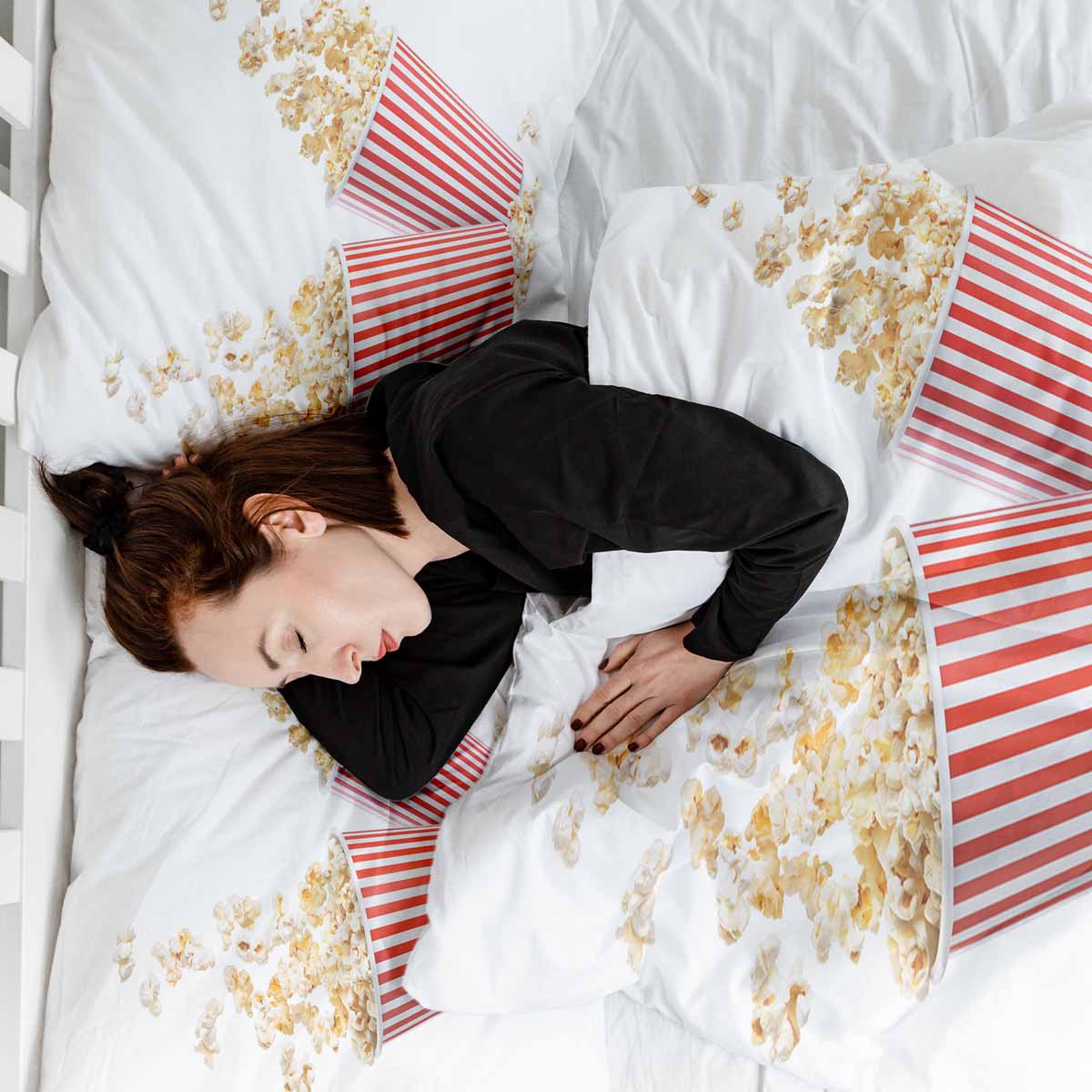 Couverture thérapeutique originale - Housse en coton blanc avec popcorn