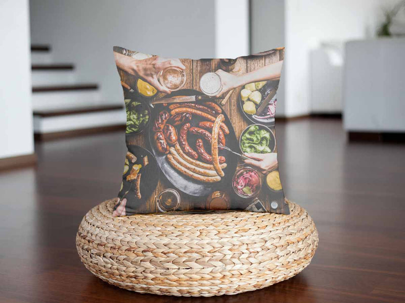 Health pillow with a plate of sausage