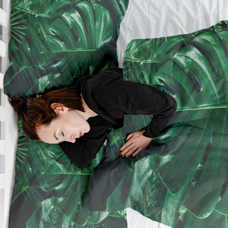Therapy blanket bedding set with Monstera plant