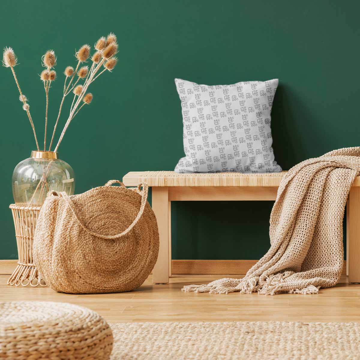 Coussin de santé blanc avec chat