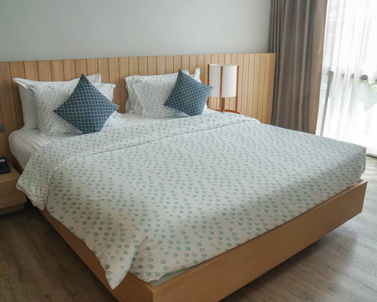 Couverture thérapeutique originale - Housse en coton avec gouttes bleues