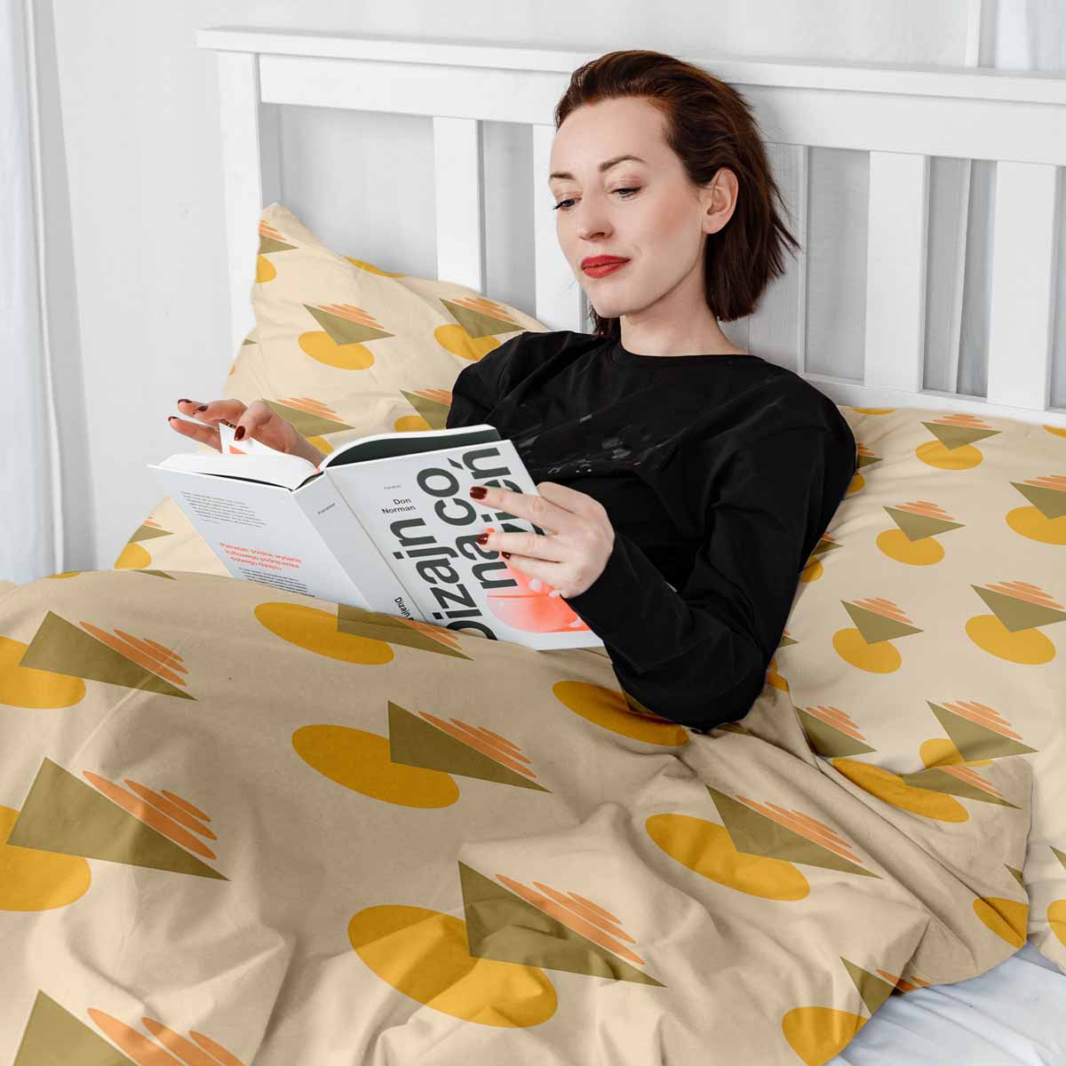 Therapy blankets bedding set with yellow shapes