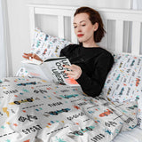 Original therapy blanket - cotton cover white with racing cars