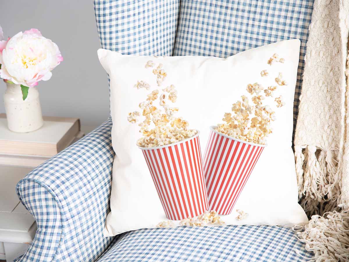Health Pillow White with Popcorn