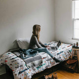 Original therapy blanket - cotton cover white with racing cars