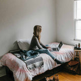 Original therapy blanket - cotton cover white with pink feathers