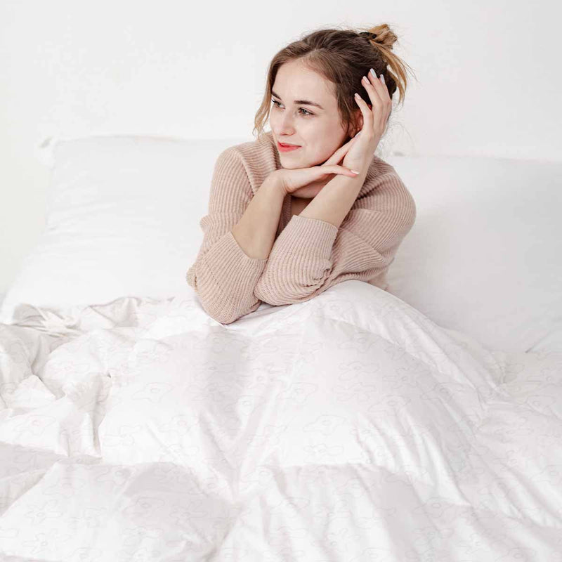 Original therapy blanket - cotton cover white with delicate flowers