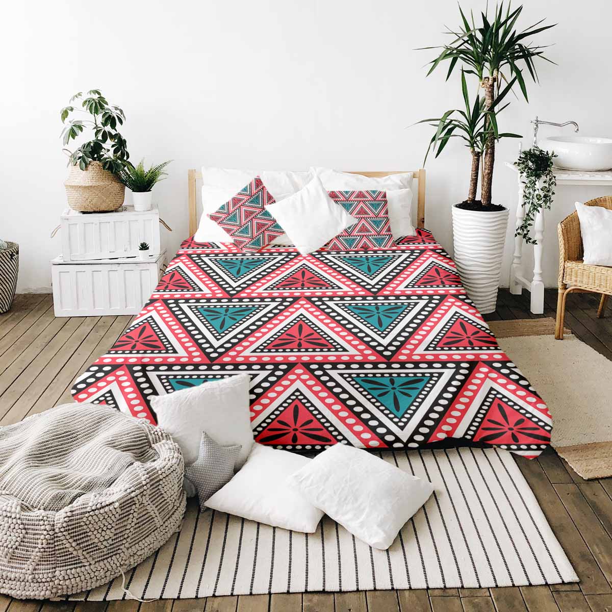 Couverture thérapeutique originale - Housse en coton avec triangles colorés