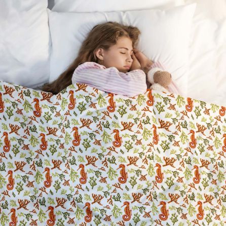 Original therapy blanket - cotton cover seahorse