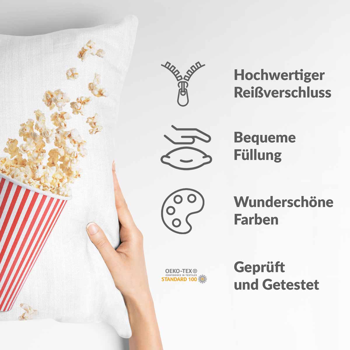 Health Pillow White with Popcorn