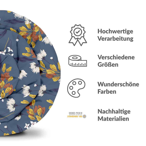 Original therapy blanket - cotton cover blue with bouquet of flowers
