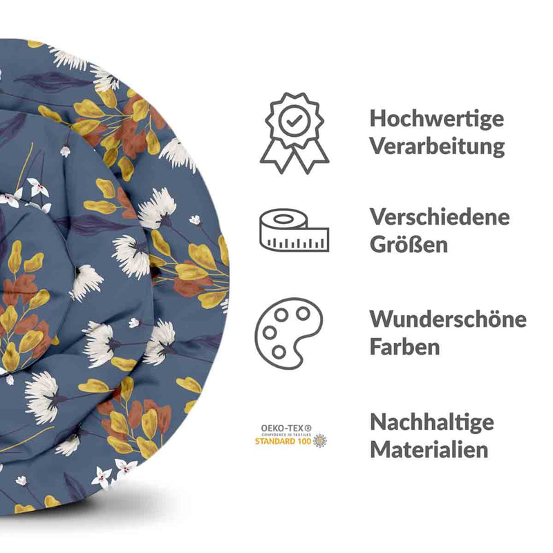 Original therapy blanket - cotton cover blue with bouquet of flowers