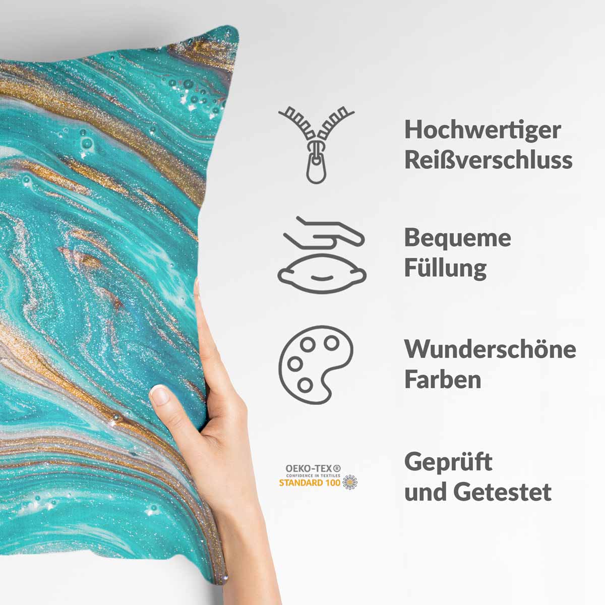 Health Pillow Marble Turquoise