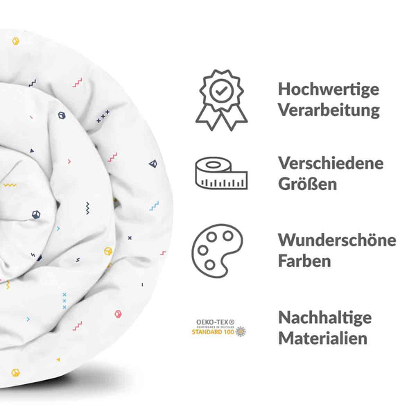 Original therapy blanket - cotton cover white with colorful shapes
