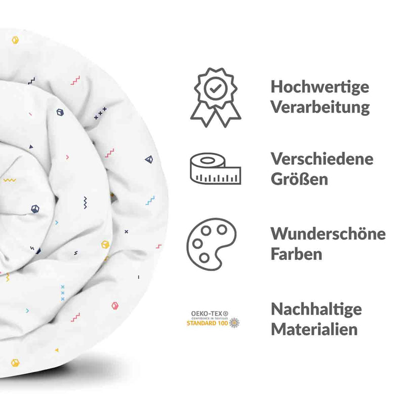 Original therapy blanket - cotton cover white with colorful shapes