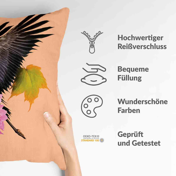 Health pillow orange with crane