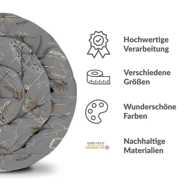 Original therapy blanket - cotton cover gray with golden plants