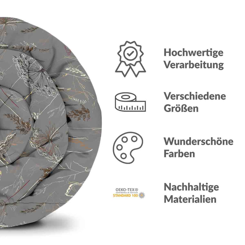 Original therapy blanket - cotton cover gray with golden plants