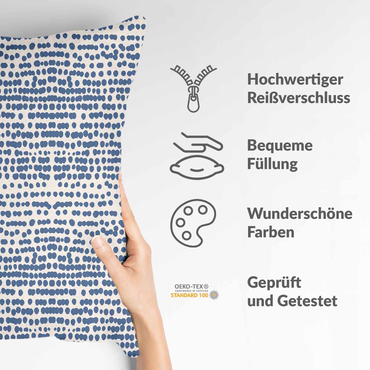 Health pillow with blue dots