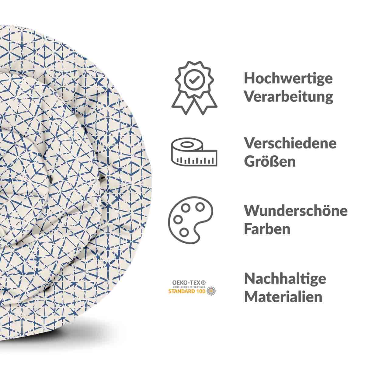 Therapy blankets bedding set white with delicate blue shapes