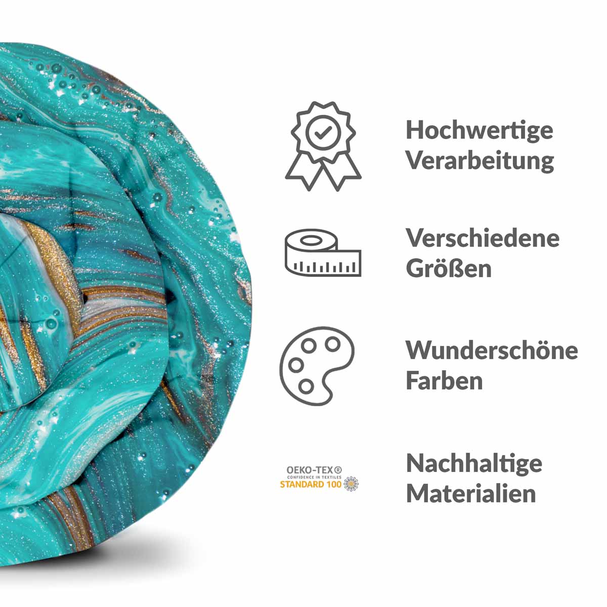 Couverture thérapeutique originale - Housse en coton marbre turquoise