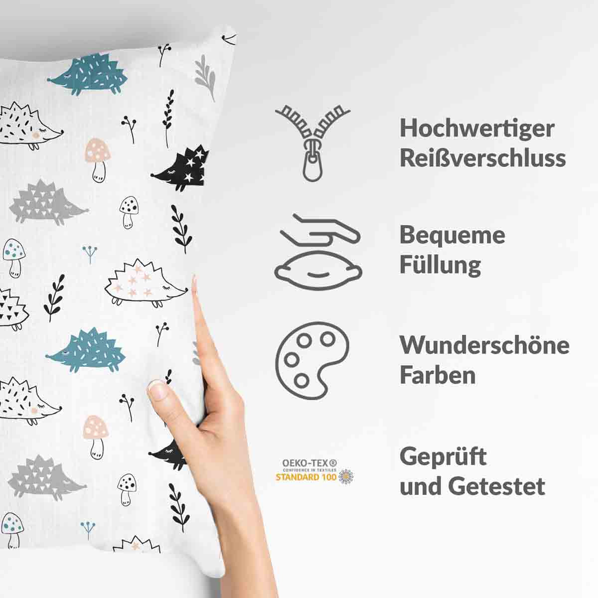 Coussin de santé blanc avec hérisson