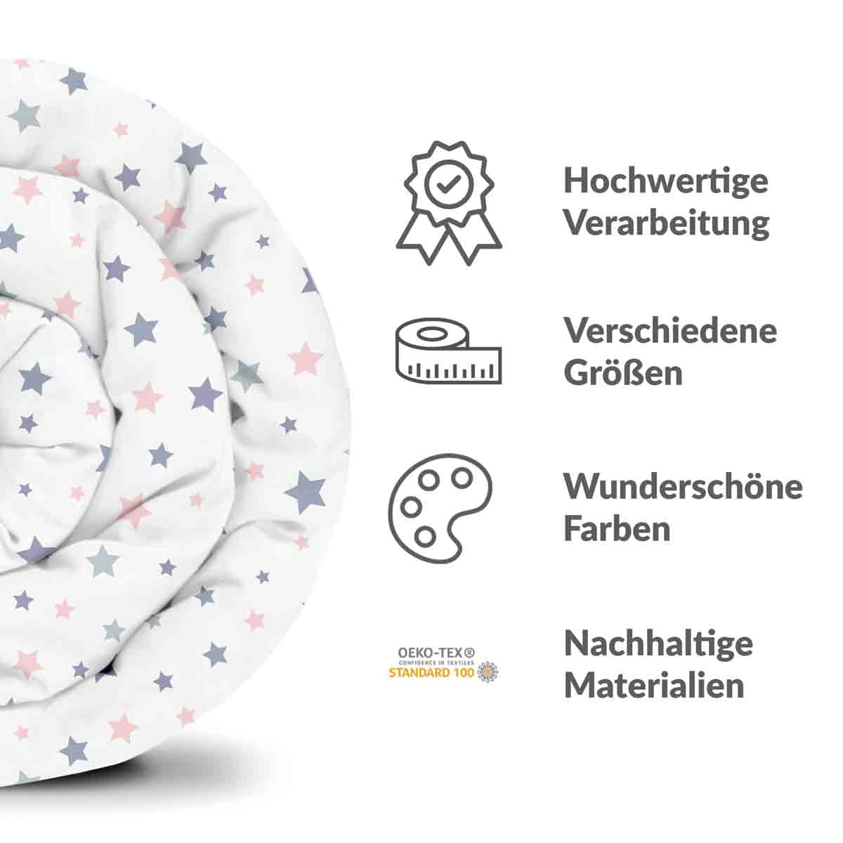 Couverture thérapeutique originale - Housse en coton blanche avec étoiles