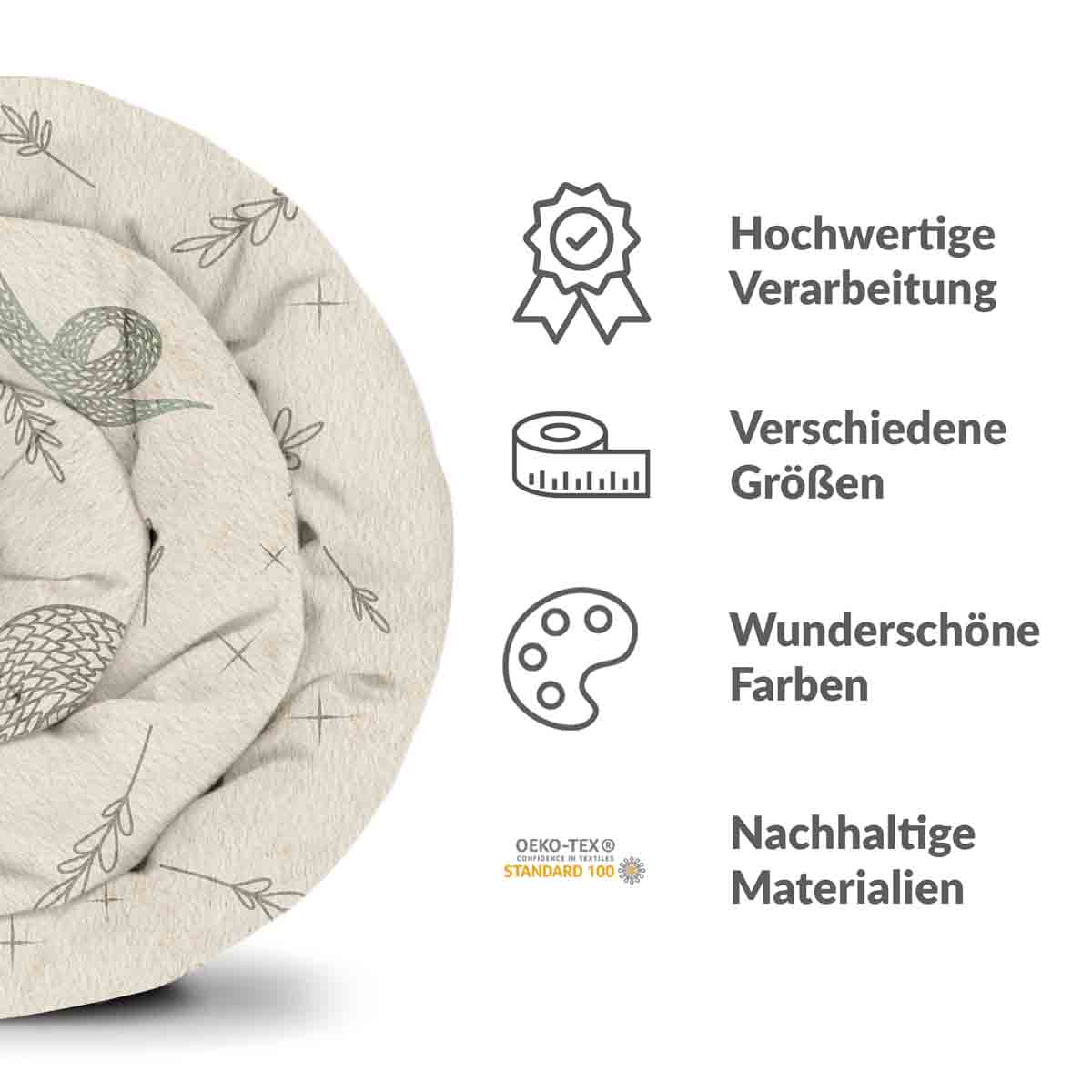 Ensemble de literie beige avec couverture thérapeutique et serpent