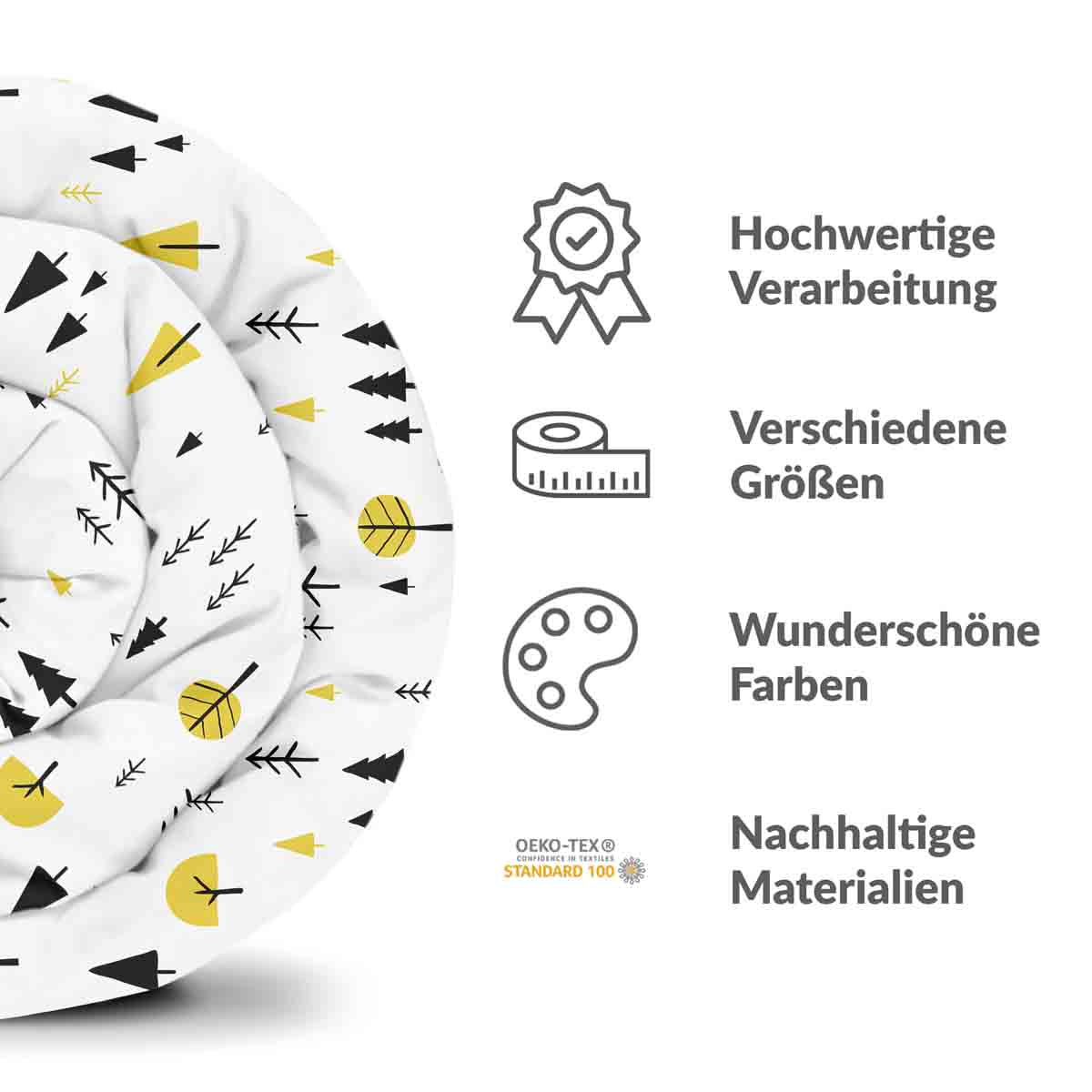 Ensemble de literie avec couvertures thérapeutiques et arbres jaunes