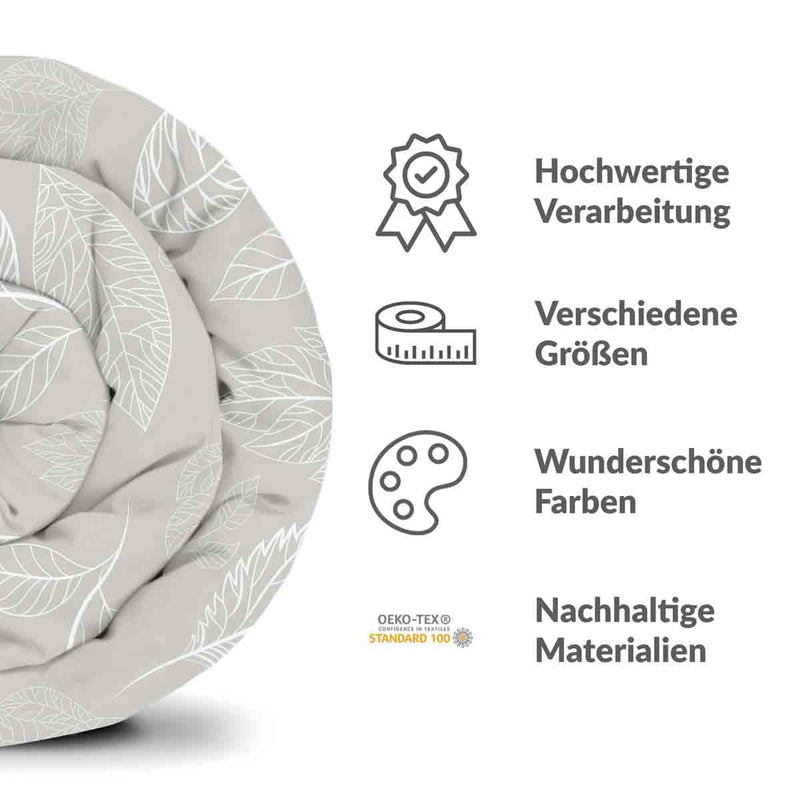 Original therapy blanket - cotton cover beige with light leaves