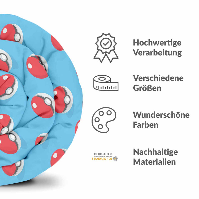 Original therapy blanket - light blue cotton cover with Pokemon