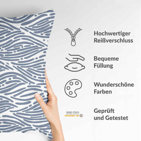 Health pillow with wavy pattern, blue.