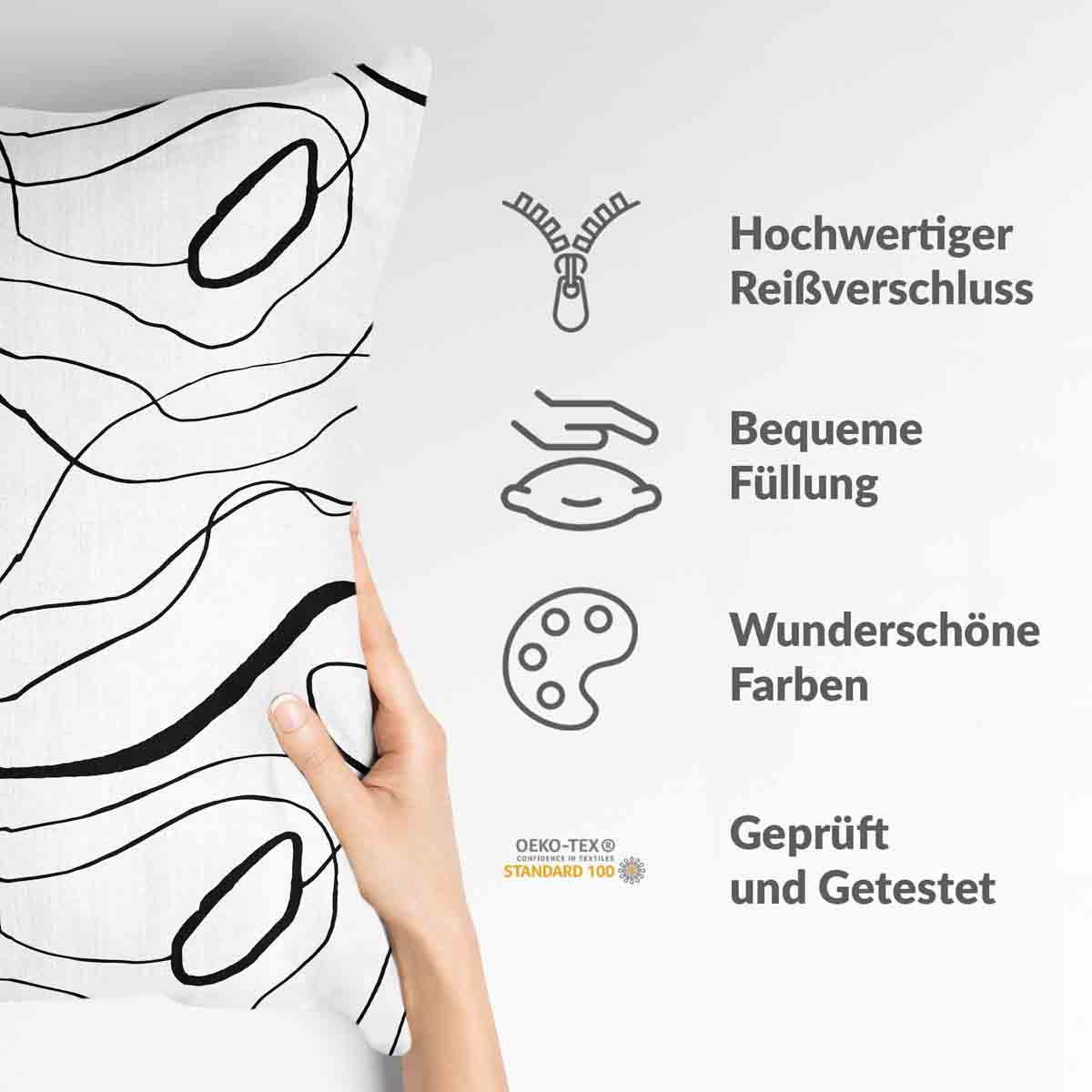 Health pillow with black snake lines