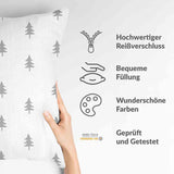 Health pillow white with gray fir trees