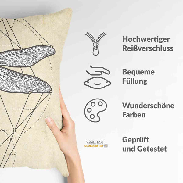 Health pillow yellow with dragonfly