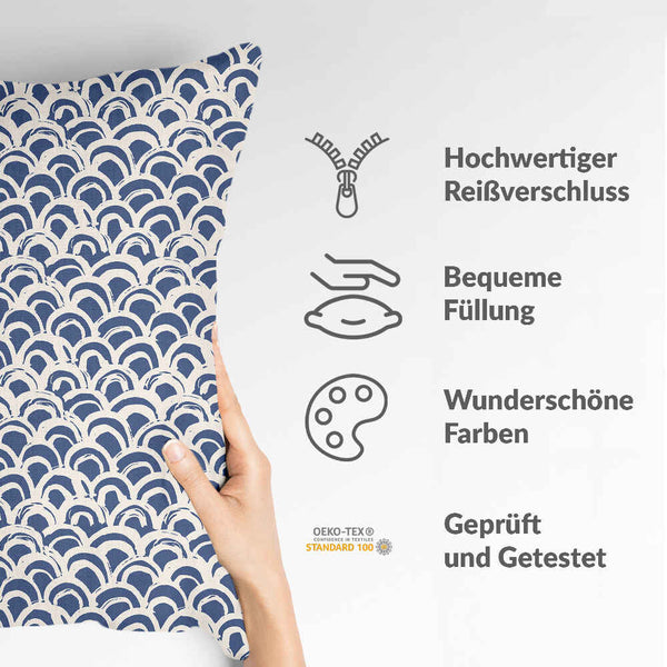 Health pillow with blue wave pattern