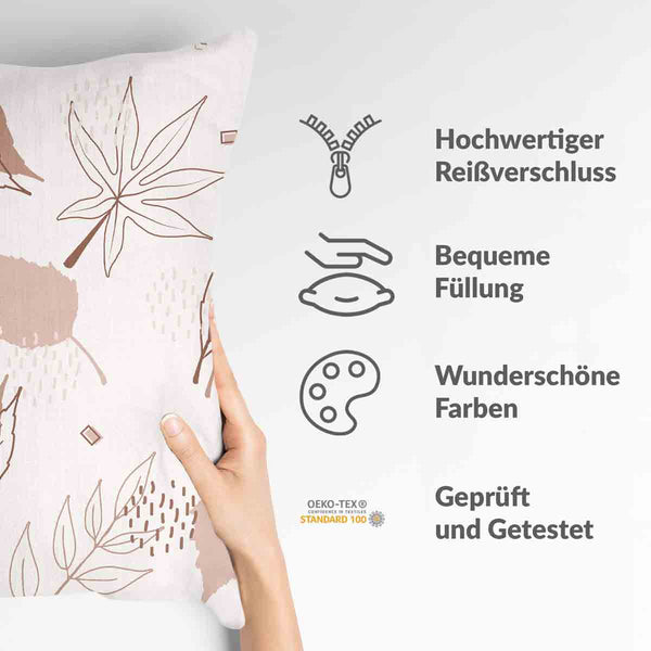 Health pillow, pink with leaves.