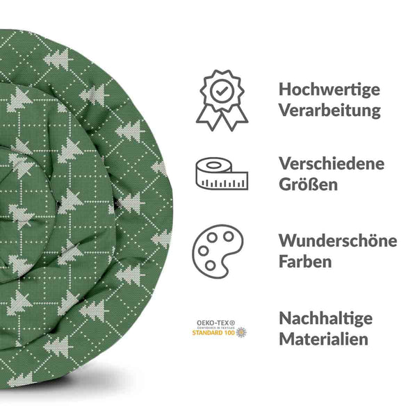 Original therapy blanket - cotton cover green with fir trees
