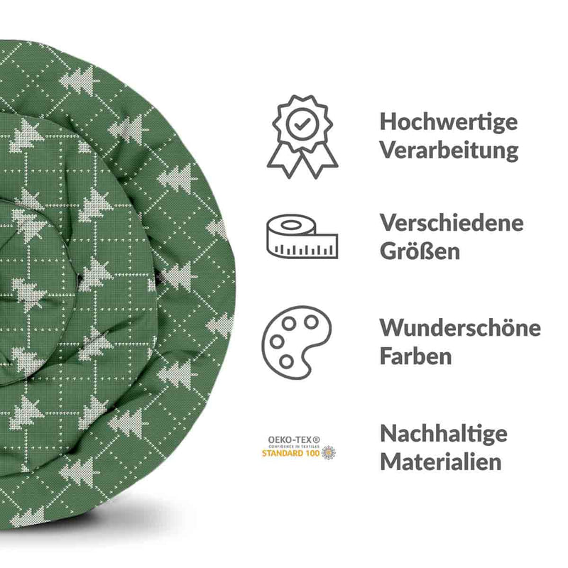 Original therapy blanket - cotton cover green with fir trees