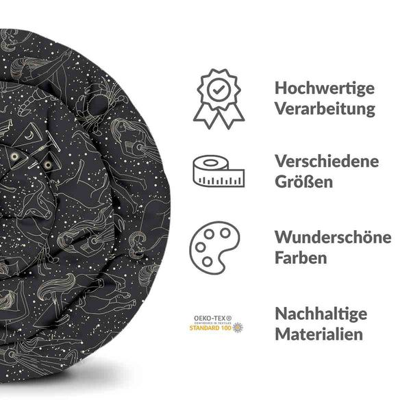 Therapy blanket bedding set, black horoscope