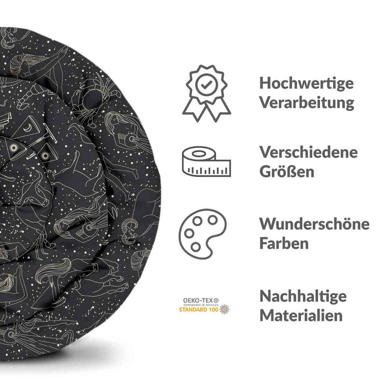 Therapy blanket bedding set, black horoscope