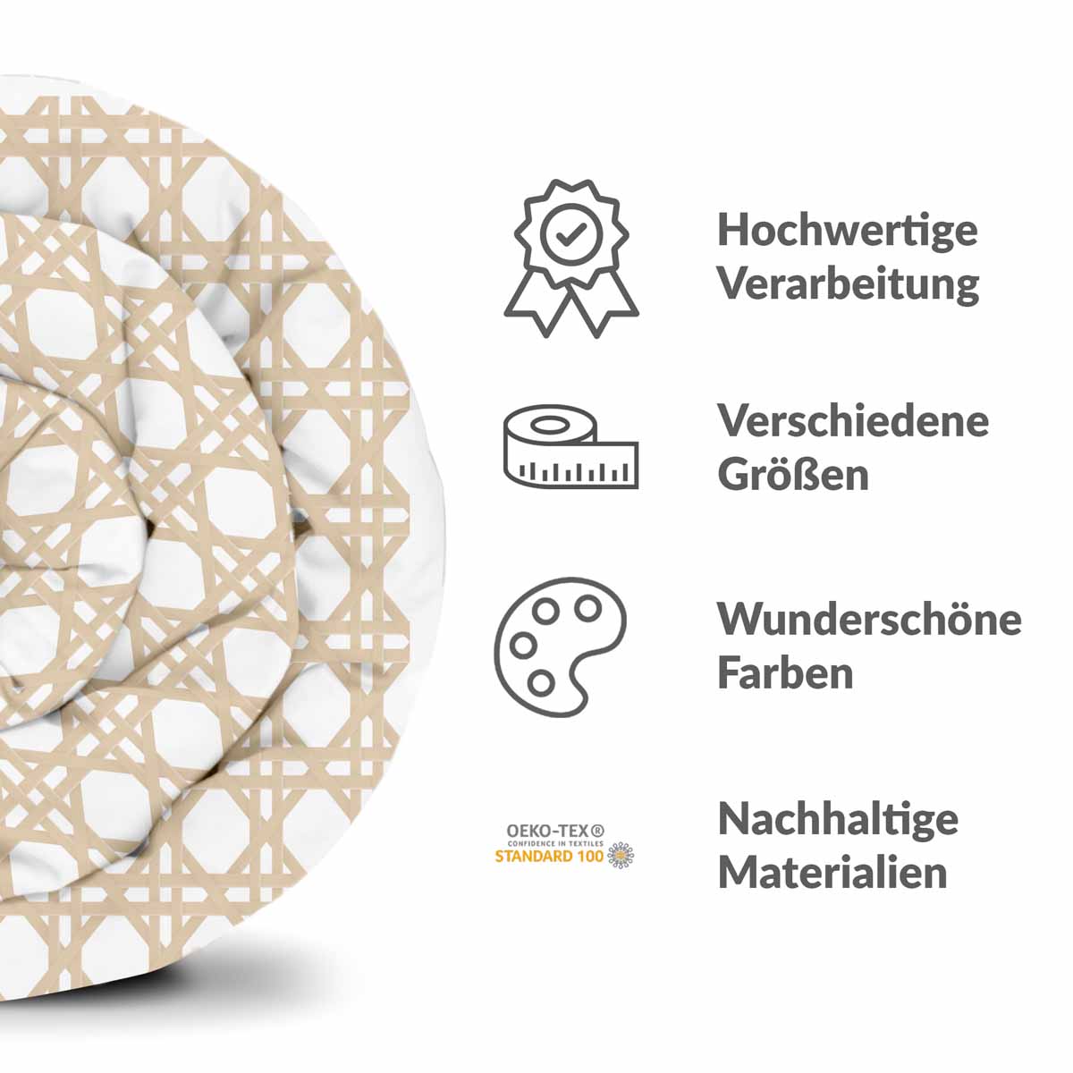 Original therapy blanket - cotton cover white with beige circles