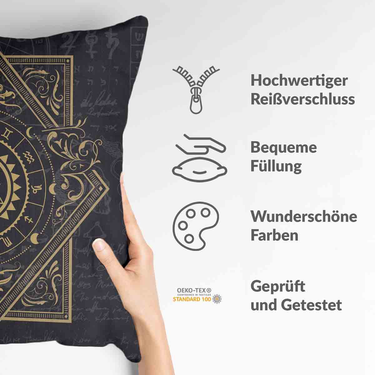 Health Pillow Black Mystic Mandala