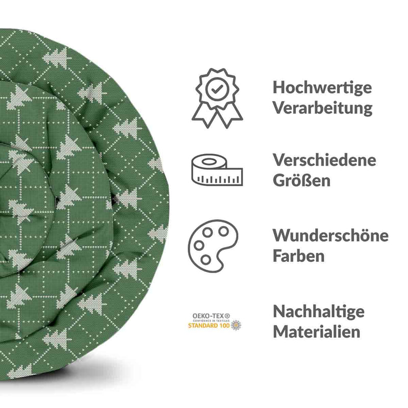 Therapy blanket bedding set, green with fir trees.