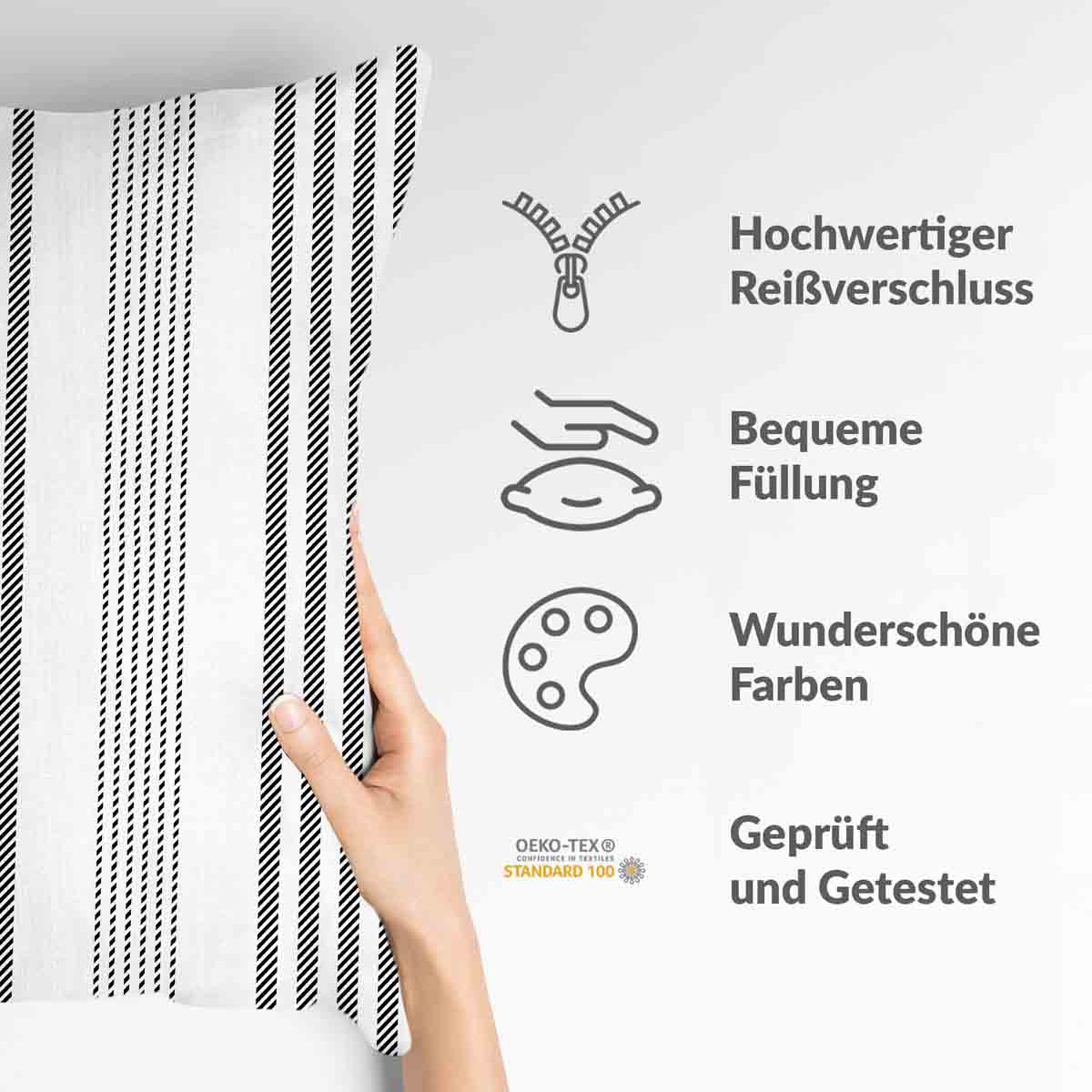 Health pillow gray with thick and thin stripes