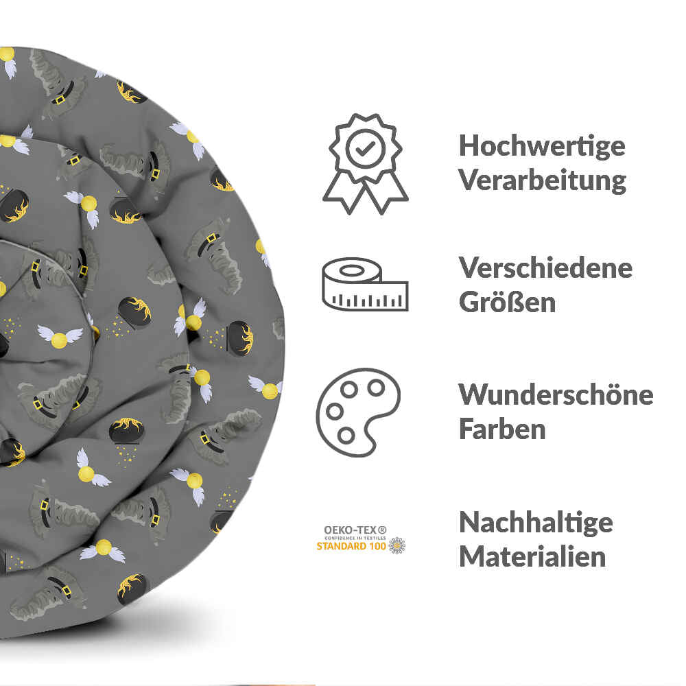 Ensemble de literie couverture thérapeutique gris chapeau magique