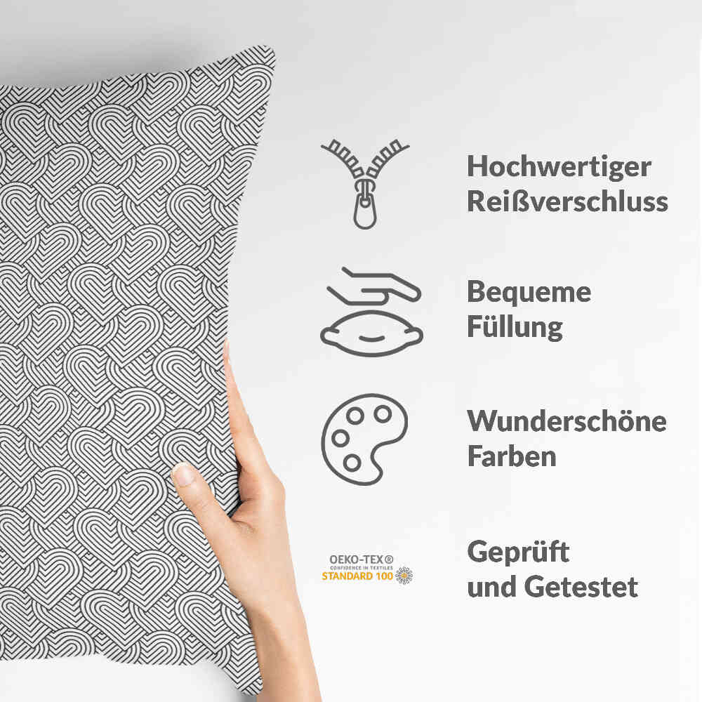 Health Pillow Gray Geometric Hearts