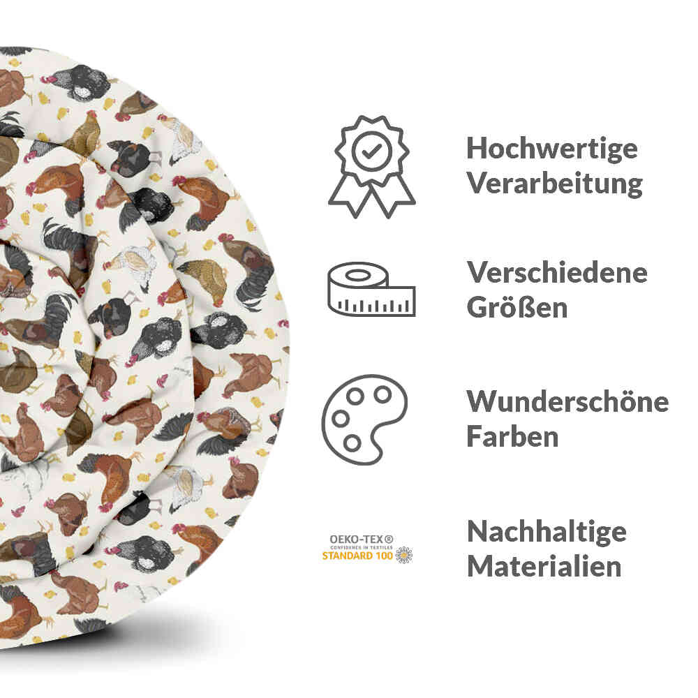Couverture thérapeutique originale - Housse en coton blanc avec beaucoup de poulets